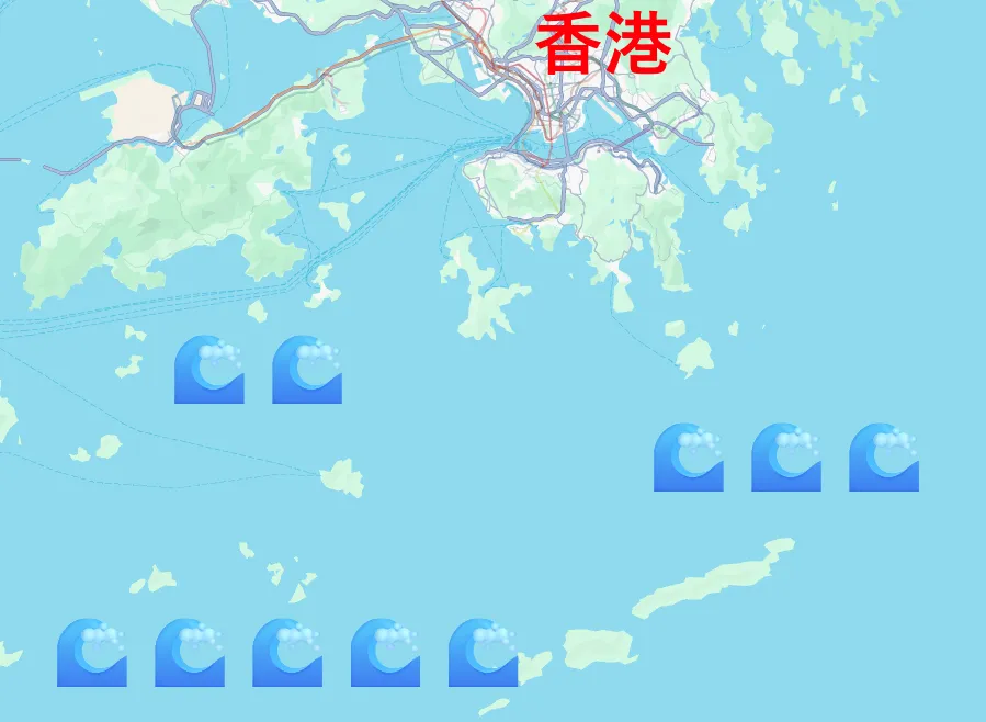 Screenshot of a map showing Hong Kong and the Pacific Ocean